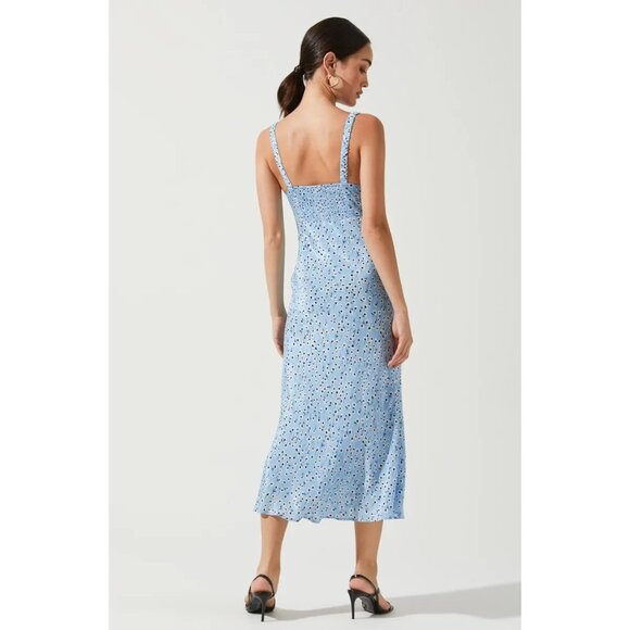 Astr Light Blue and Black Patterned Midi Dress - Picture 10 of 13